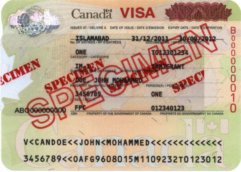 Image of a visitor visa